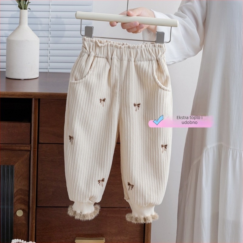 Dječje zimske hlače za djevojčice, pamuk, korejski stil casual, 80% pamuk, mekana obrada, cartoon uzorak