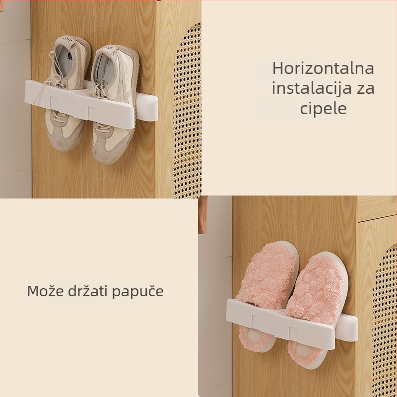 Držač za čizme za zidni montažu bez bušenja, 1 razina, plastični, višenamjenski i pomični
