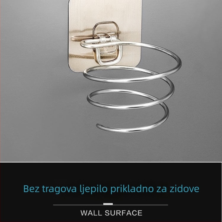 Stalak za sušilo za kosu od nehrđajućeg čelika, polirani završetak, 3-razinski dizajn, model A1, nosivost 3 kg, moderni minimalistički stil