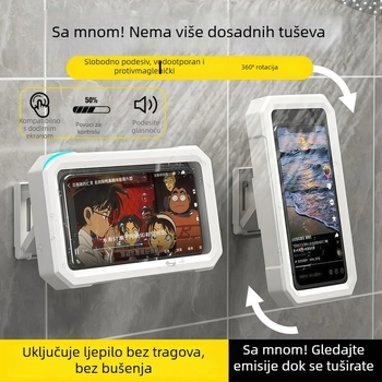 Držač telefona u kupaonici, zidni, vodootporan – plastični, završna obrada sprej, nosivost do 1 kg, moderni minimalistički stil