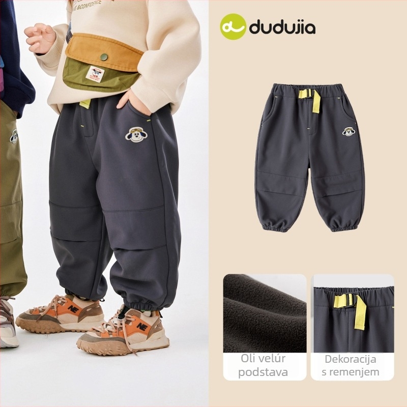 Dječje hlače, flis podstava, korejski stil casual, poliester 90,4%, srednji pojas s elastikom