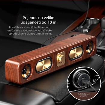 Retro bežični Bluetooth zvučnik s drvenim dugim dizajnom, utor za karticu, stolno radio E3404