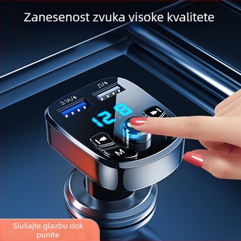 Automobilski Bluetooth MP3 punjač s podrškom USB pogona, FM radio, ulaz 12–24V, monohromatski zaslon