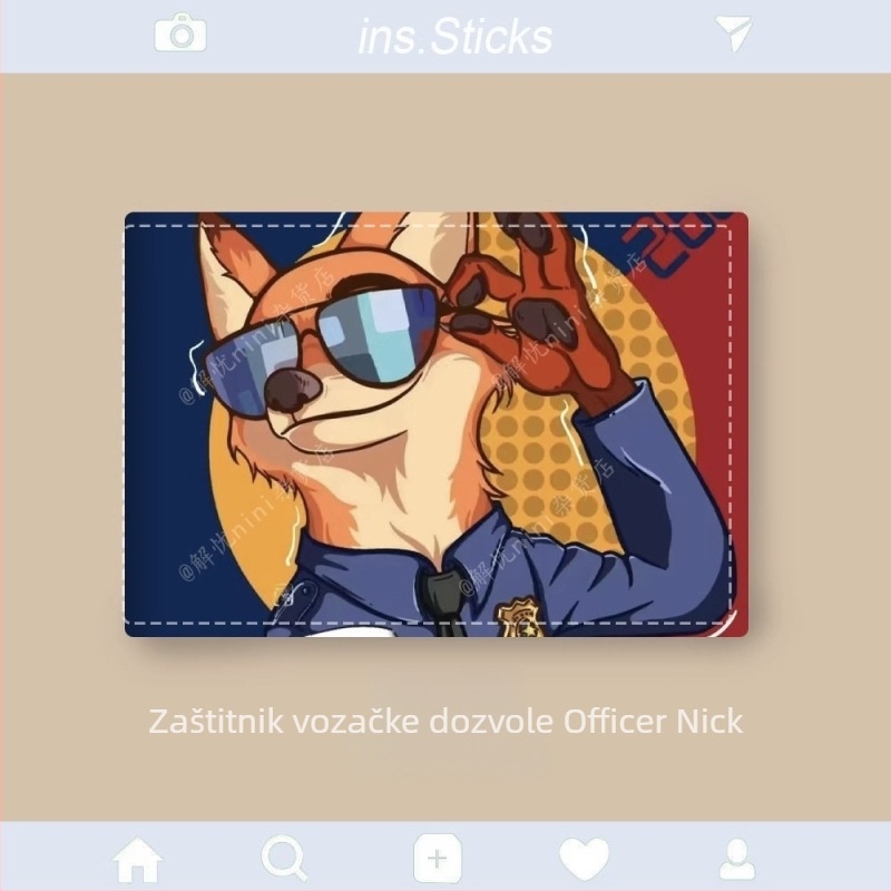 Unisex PU futrola za putovnicu i vozačku dozvolu – Cartoon uzorak Nick & Judy, pretinac za kartice, protiv krađe, proširivi kapacitet