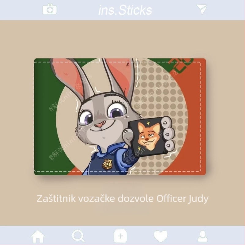 Unisex PU futrola za putovnicu i vozačku dozvolu – Cartoon uzorak Nick & Judy, pretinac za kartice, protiv krađe, proširivi kapacitet