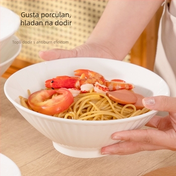 Porcelanska zdjela za ramen, japanskog stila, okrugla, mikrovalna kompatibilna, završetak pod glazurom, moderni jednostavan stil