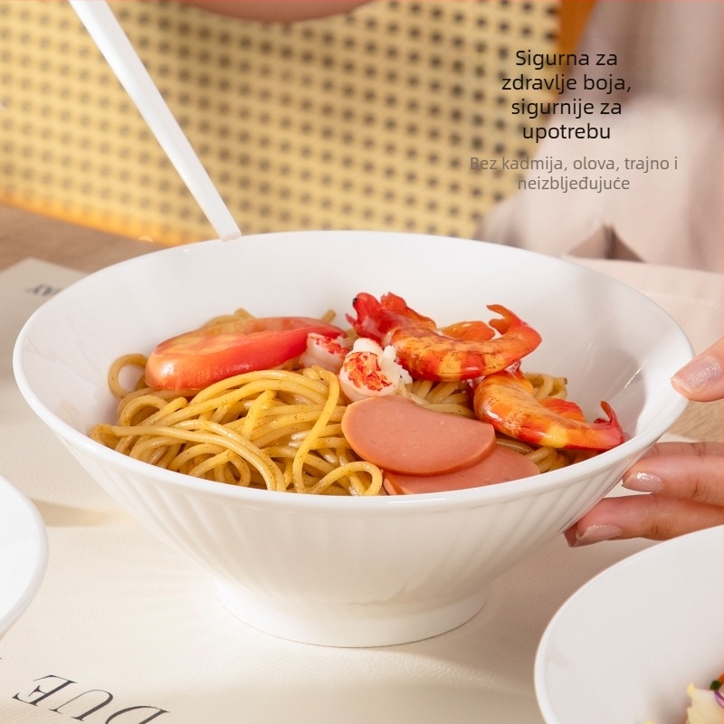 Porcelanska zdjela za ramen, japanskog stila, okrugla, mikrovalna kompatibilna, završetak pod glazurom, moderni jednostavan stil