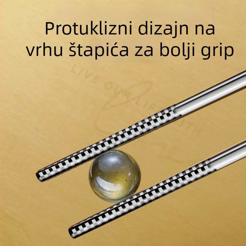 Paličke za jelo od nehrđajućeg čelika 316, šuplje jezgro, protuklizne, ogledno polirane, moderni minimalistički dizajn