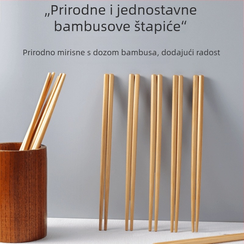 Visokokvalitetne štapiće za jelo od bambusa u kutiji, kineskog stila, protiv klizanja, otporni na plijesan, produženi i debeli, posuđe za restorane, hotele i kućnu upotrebu, dizajn s bambusovim čvorovima