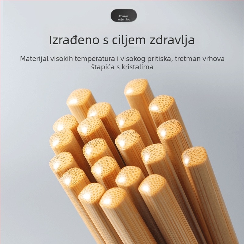 Visokokvalitetne štapiće za jelo od bambusa u kutiji, kineskog stila, protiv klizanja, otporni na plijesan, produženi i debeli, posuđe za restorane, hotele i kućnu upotrebu, dizajn s bambusovim čvorovima