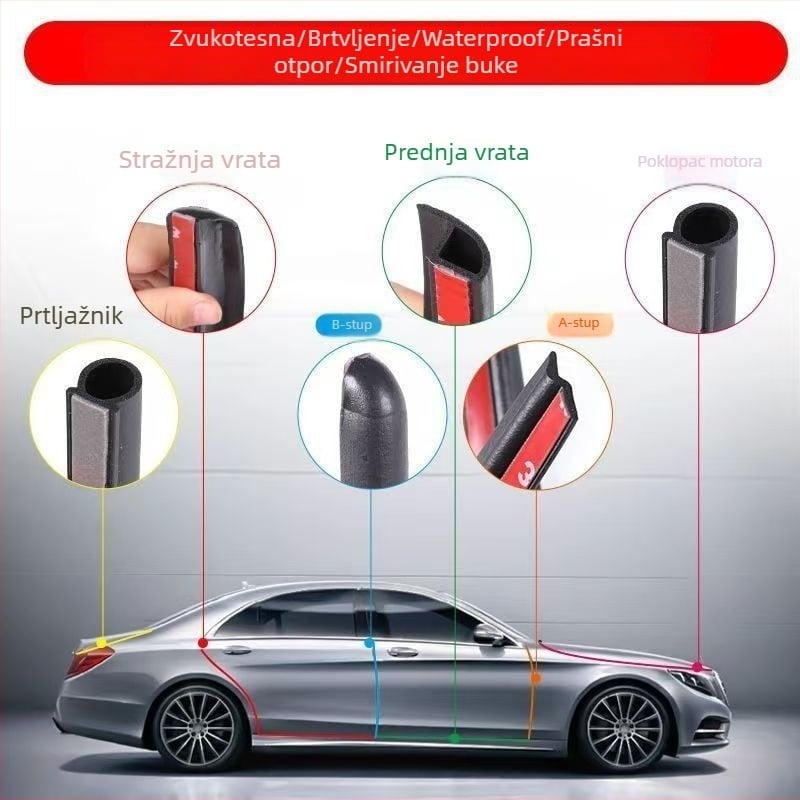 Gumena brtvna traka za vrata automobila – univerzalna za cijeli automobil, smanjuje buku, zaštita od prašine i vodootpornost