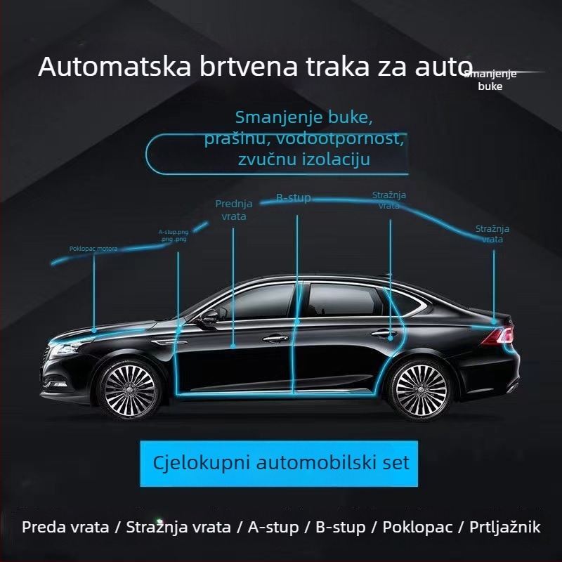 Gumena brtvna traka za vrata automobila – univerzalna za cijeli automobil, smanjuje buku, zaštita od prašine i vodootpornost