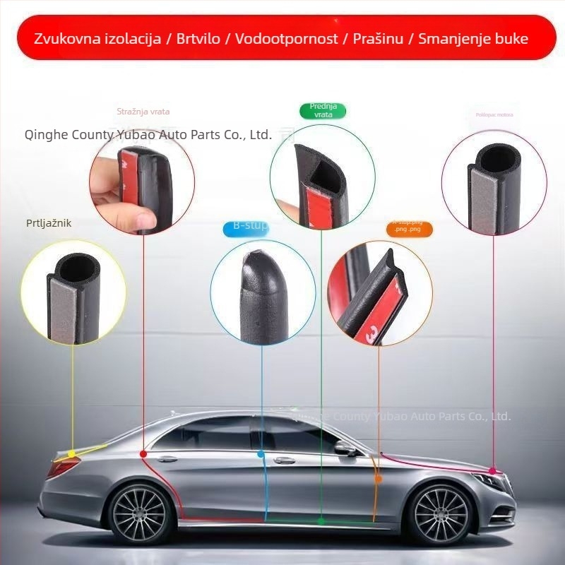Gumena brtvna traka za vrata automobila – univerzalna za cijeli automobil, smanjuje buku, zaštita od prašine i vodootpornost