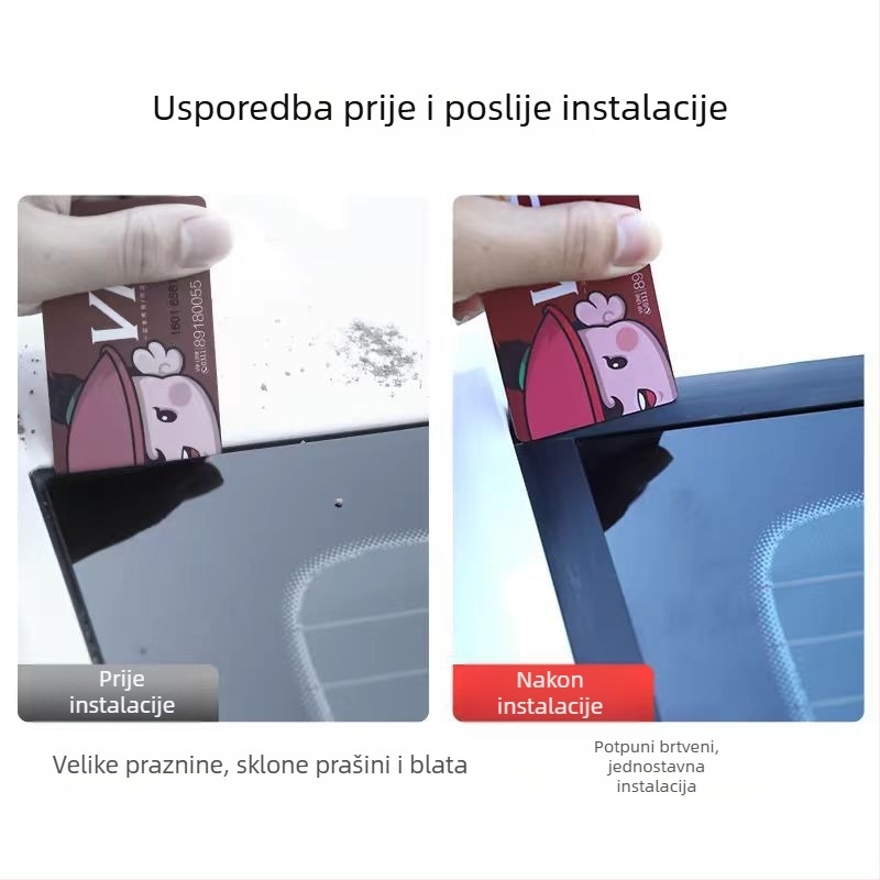 Automobilska brtna traka, univerzalna, gumena, T-oblika, za prostore između prednjeg i zadnjeg vjetrobranskog stakla i krova