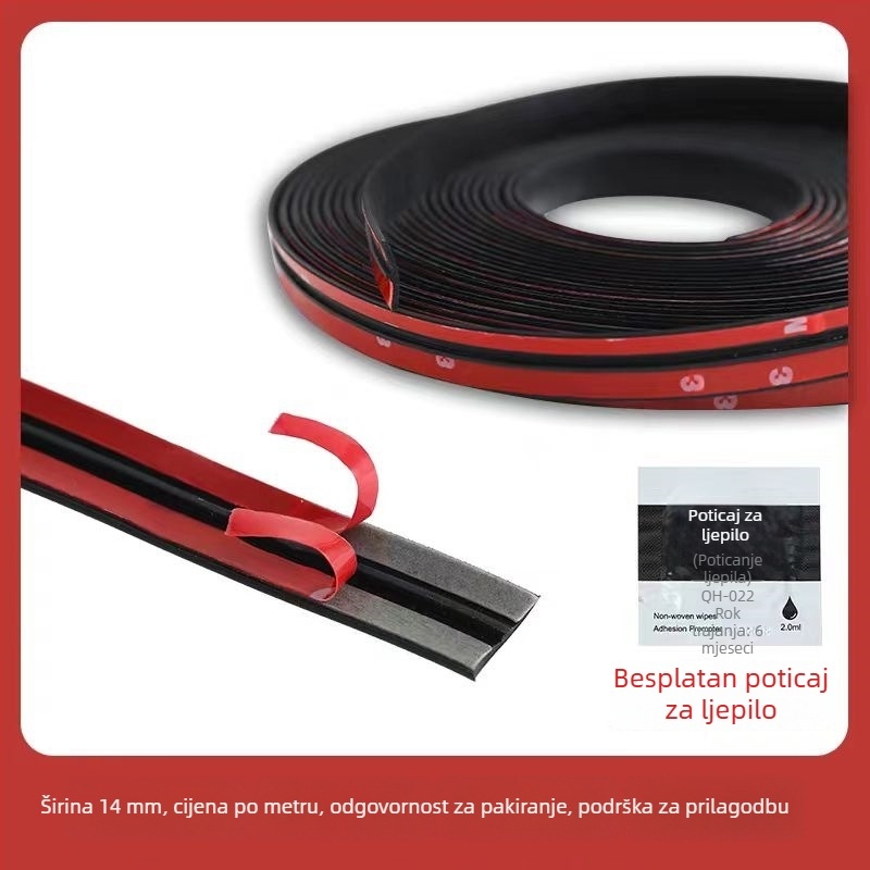 Automobilska brtna traka, univerzalna, gumena, T-oblika, za prostore između prednjeg i zadnjeg vjetrobranskog stakla i krova