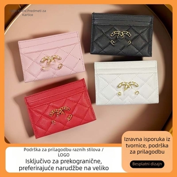 Pedica PU kožni držač kartica s uzorkom slova, kompaktan, za pohranu kartica