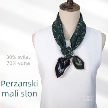 Bentley svileno-vuneni kvadratni šal, isprepleteni pleteni, INS stil, šal s džepom
