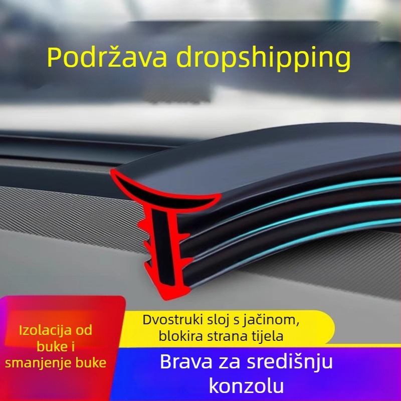 Brtvna traka za srednju konzolu automobila, gumeni materijal, debljina 20 mm, smanjenje buke, zaštita od prašine, kompatibilno s općim modelom