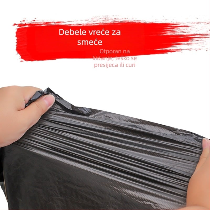 HDPE vrećica za smeće, ojačana, s ploskim otvorom, jednokratna, za kućanstvo, hotele i kuhinje