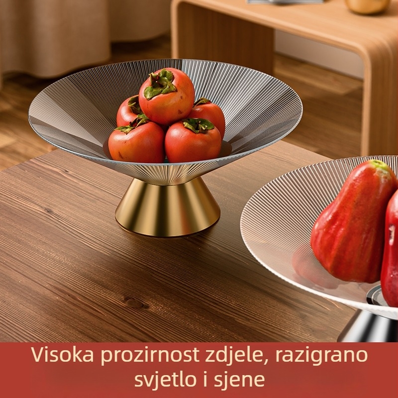 Stakleni pladanj za voće, kineskog stila, jednostavan dizajn, velik kapacitet, vrhunska kvaliteta