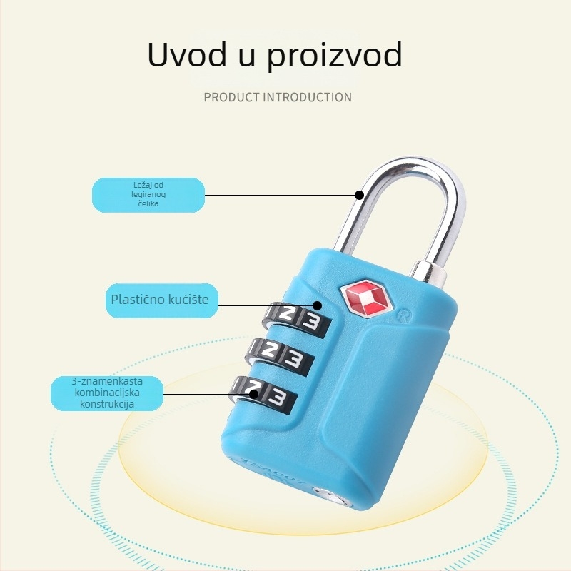 Mehanička brava s 3-cifrenim kodom, ABS plastika, model 333, za prtljagu i torbe