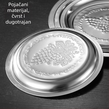 Nehrđajući čelik, plitka ploča, kružna, minimalistički stil, jednobojni uzorak, ispis logotipa