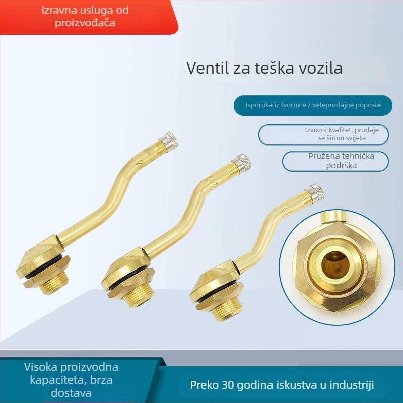Tubeless ventil za teška vozila — bakreno tijelo, presing ugradnja, otvor felne 15,7 mm, pogodan za kamione i autobuse
