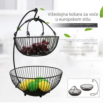Dvostruki metalni koš za voće za dnevni boravak, nordijski stil, metalni stalak za voće, 2020, prva klasa