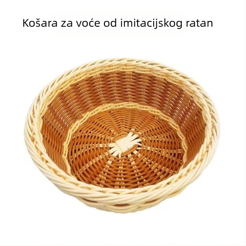 Košara za izlaganje voća i kruha u stilu ratana, pravokutna plastična košara za pohranu povrća i užina