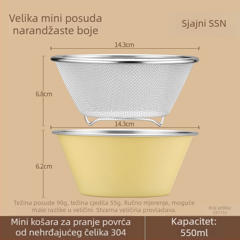Košara za voće s dvostrukim odvodom, od nehrđajućeg čelika, za voće i povrće, za dnevni boravak