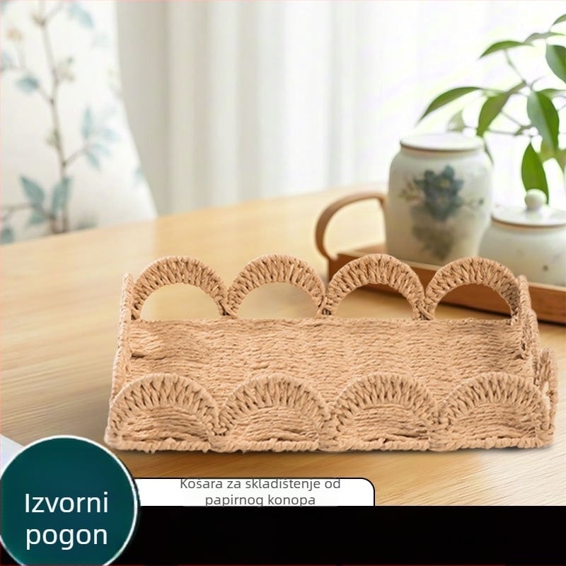 Košara za pohranu — papirnato uže, model XH24-025/026, moderan stil, za CD, daljinski upravljač, uredski pribor, voće, povrće, lijekove, kozmetiku/nakit, slušne kablove; Marka Xuheng