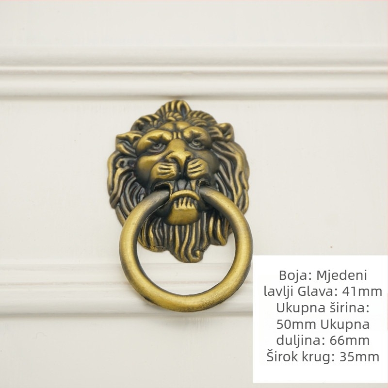 Kvaka za vrata s glavom lava, cinkom zlitinom, za ladice, ormariće i garderobu, model 487, novi kineski stil