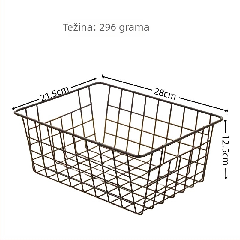 Metalna žičana košara za skladištenje na stolu; moderan minimalistički stil