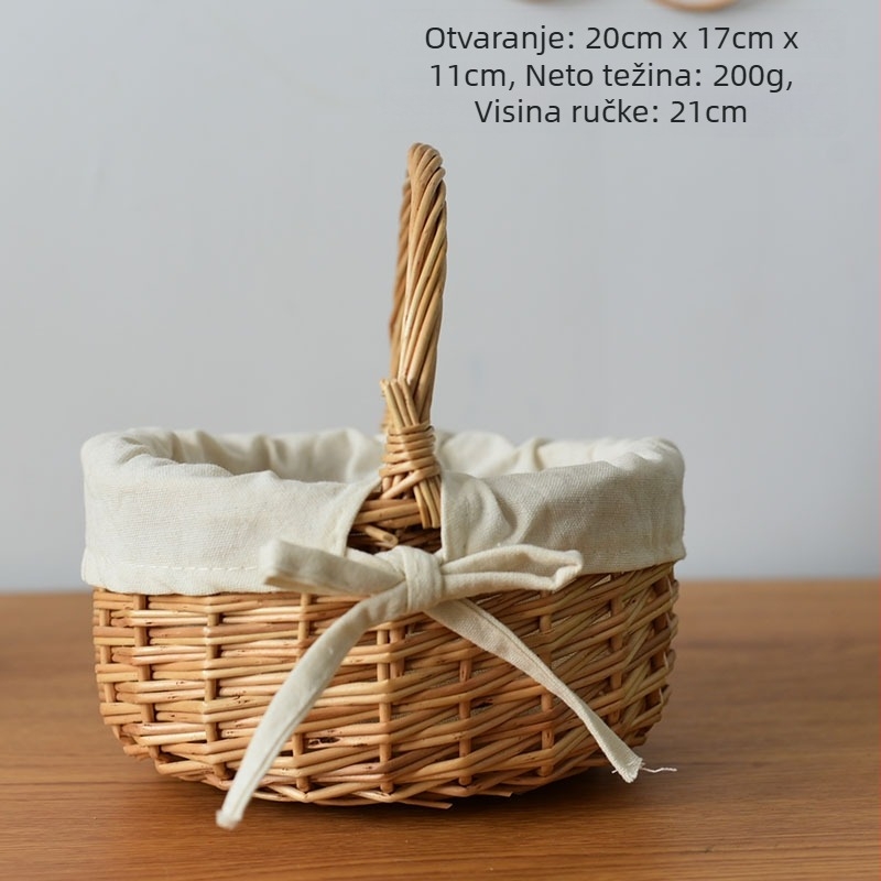 Koš za skladištenje od bambusovog pletenja, korejski stil, prilagodljiv model, pogodan za voće, kozmetiku, knjige i uredske potrepštine