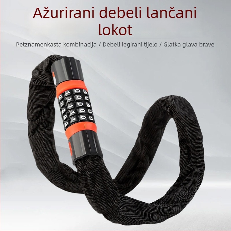 Mehanički lančani lokot za električna vozila i motocikle — legura čelika, model: lančani lokot, debljina zaključnog štapa 3–8 mm