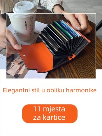 Muqu ženski novčanik za kartice, prava koža, dvostruki sloj kravlje kože, 1 preklop, jednobojni uzorak