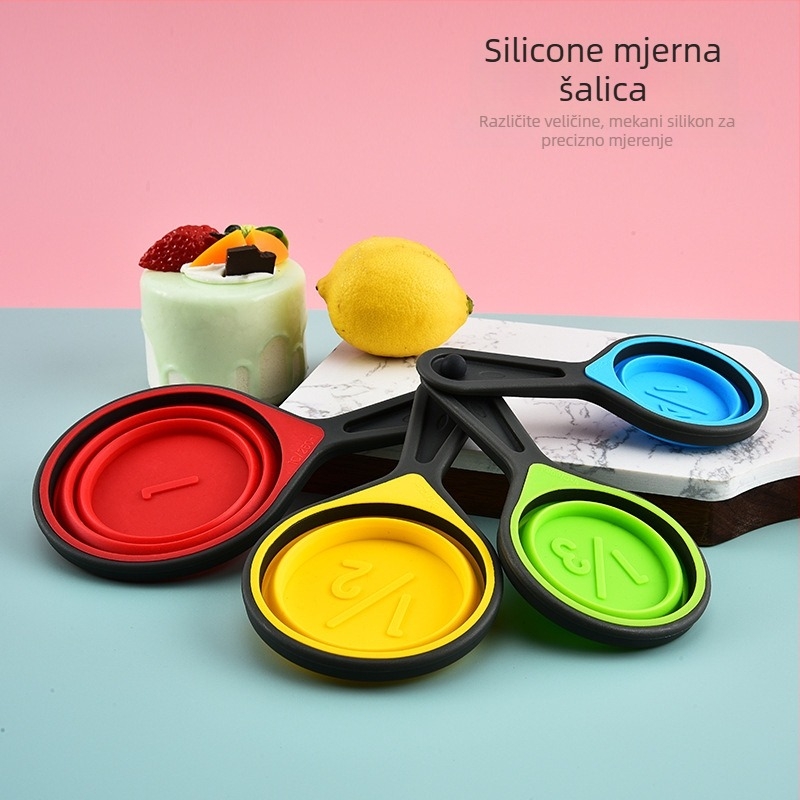 Forest silikonski set mjernih čašica i žlica za pečenje, sklopivi teleskopski dizajn, s graduiranim oznakama