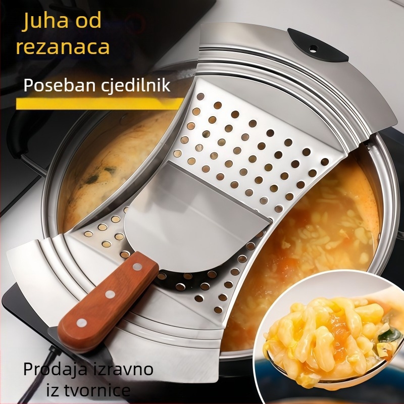 Nehrđajuće čelično cjedilo za juhu s knedlama – otporno na visoke temperature, moderan kuhinjski alat