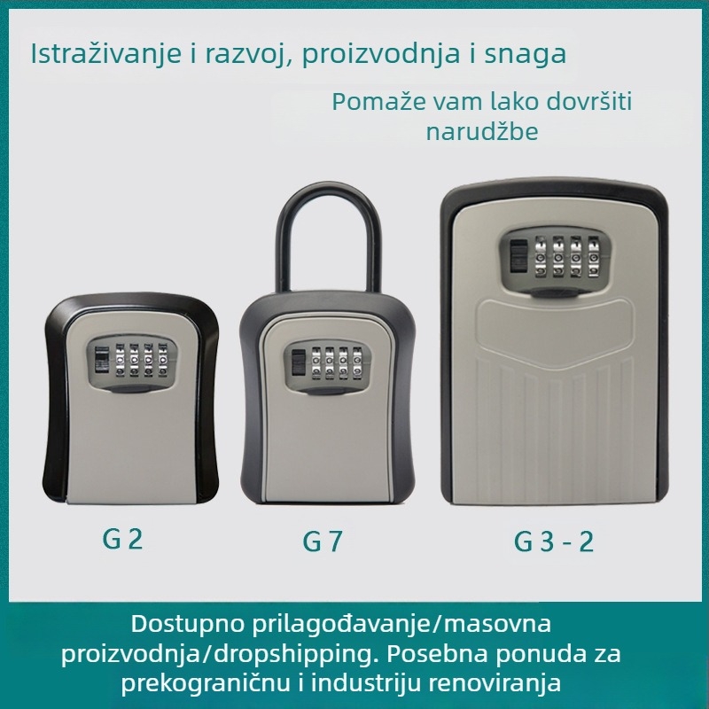 Aluminijska kutija za ključeve s mehaničkim kodnim zaključavanjem – kutija za skladištenje ključeva, pogodna za domove, gradilišta i gostinjske objekte