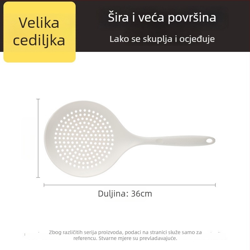 Silikonska kuhača s dugim držkom, otporna na visoke temperature, neprijanjiva, filtr za ocjeđivanje rezanaca i knedli