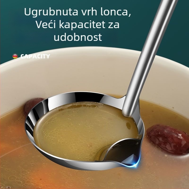 Žlica za odvajanje ulja od 304 nehrđajućeg čelika, kućna upotreba, jušna žlica, otporna na visoke temperature