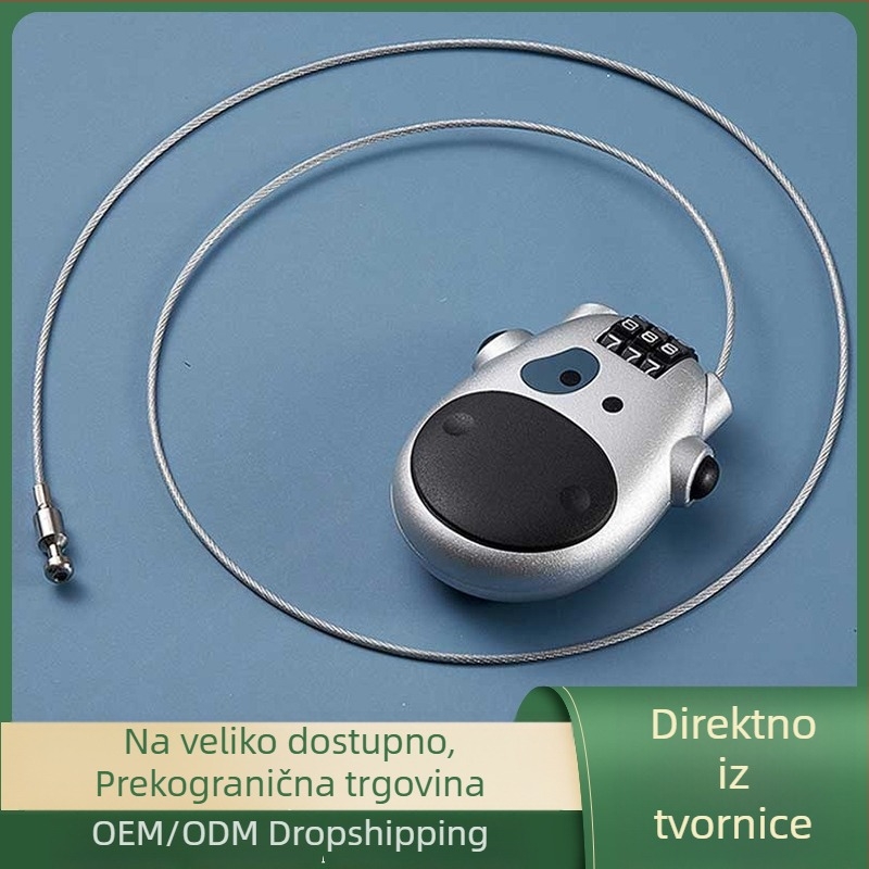 Brava za kacigu za motocikl i prtljagu - ABS plast, kabel 80 cm, 1,6 mm šipka, brojčani kod, Spirit Lock
