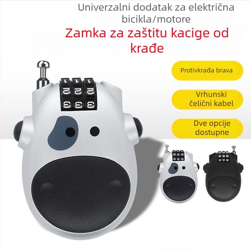Brava za kacigu za motocikl i prtljagu - ABS plast, kabel 80 cm, 1,6 mm šipka, brojčani kod, Spirit Lock