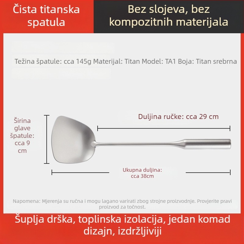 Kuhinjska spatula od titana s titanovim drškom, otpornost na visoke temperature, Huachui