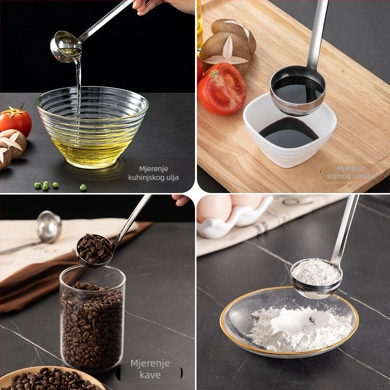 Višenamjenska žličica za mjerenje unci, od nehrđajućeg čelika 304, s kukom, za čaj s mlijekom i zrna kave