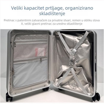 20-inčni PC kovčeg za putovanje s aluminijskim okvirom, 360° kotači, tvrdi kufer, TSA kombinirani sigurnosni lok, teleskopska ručka, dizajn za vožnju djece