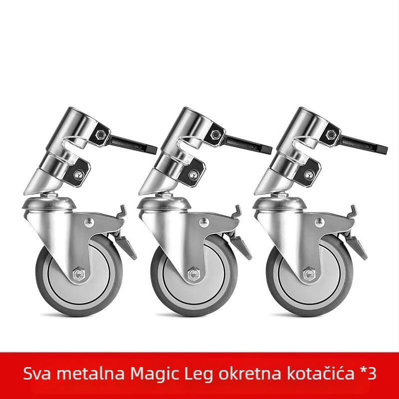 Stalak za rasvjetu s trokutnim nogama i kotačićima s kočnicom, aluminijska legura, univerzalni nosač za kameru
