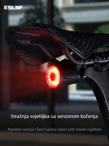 ESLNF stražnja svjetiljka za bicikl s dugim vijekom trajanja, za planinske i cestovne bicikle, svjetlo upozorenja za noćnu vožnju, pametna oprema