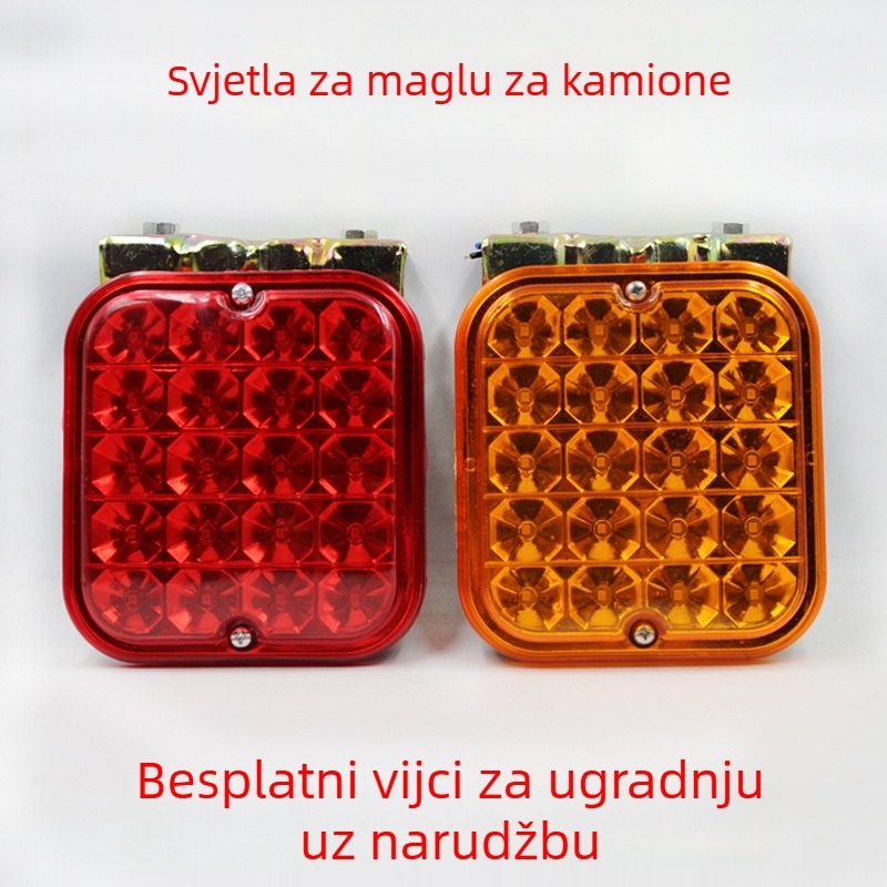 2026 LED svjetlo za maglu za kamion, stražnje, 24V, vodootporno, kočnica i pokazivač, višebojno upozoravajuće svjetlo