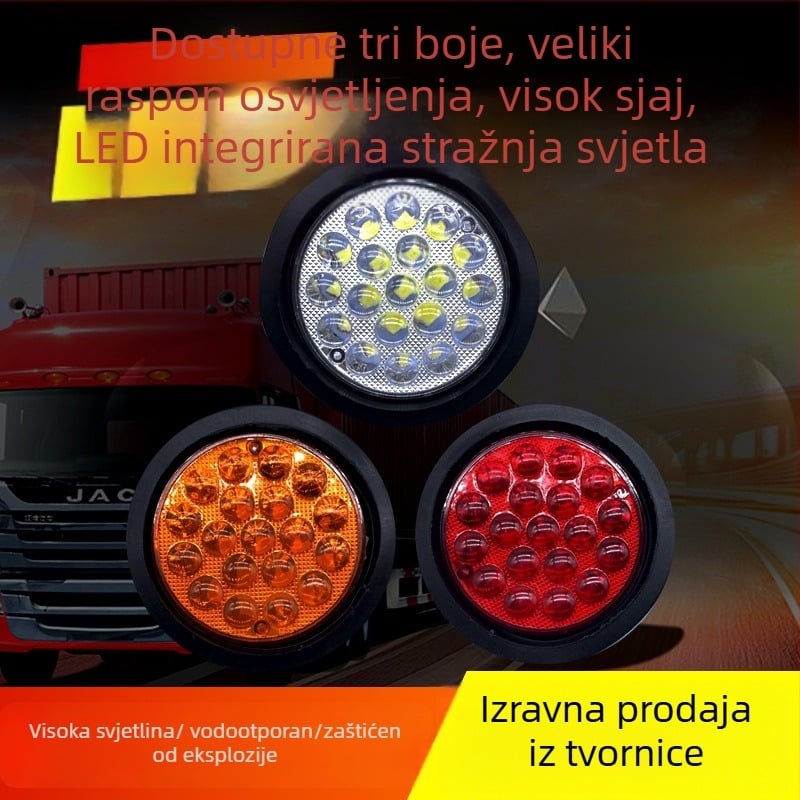 Žaruljasta sklopka za stražnje svjetlo poluprikolice, 24V, okruglo, kočnica, migavac, vožnja unatrag